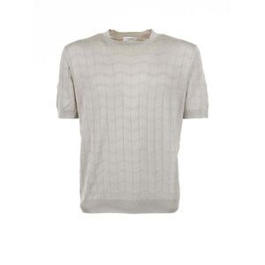 PAOLO PECORA Men's Knit T-Shirt with Chevron Pattern Men Beige T-Shirts